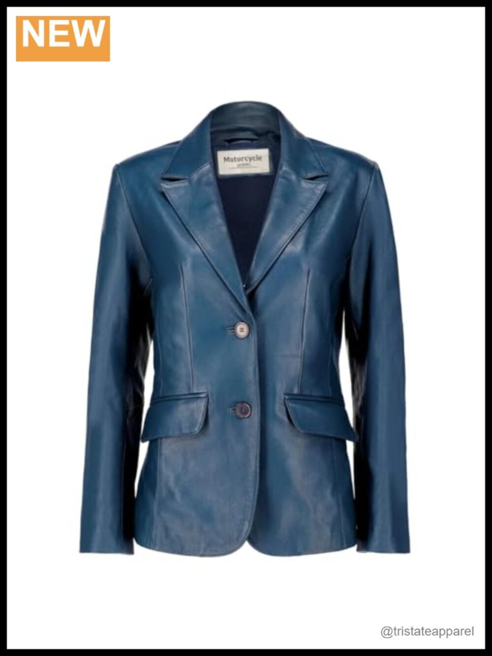 Genuine Lambskin Leather Blazer Jacket Long Sleeve Button